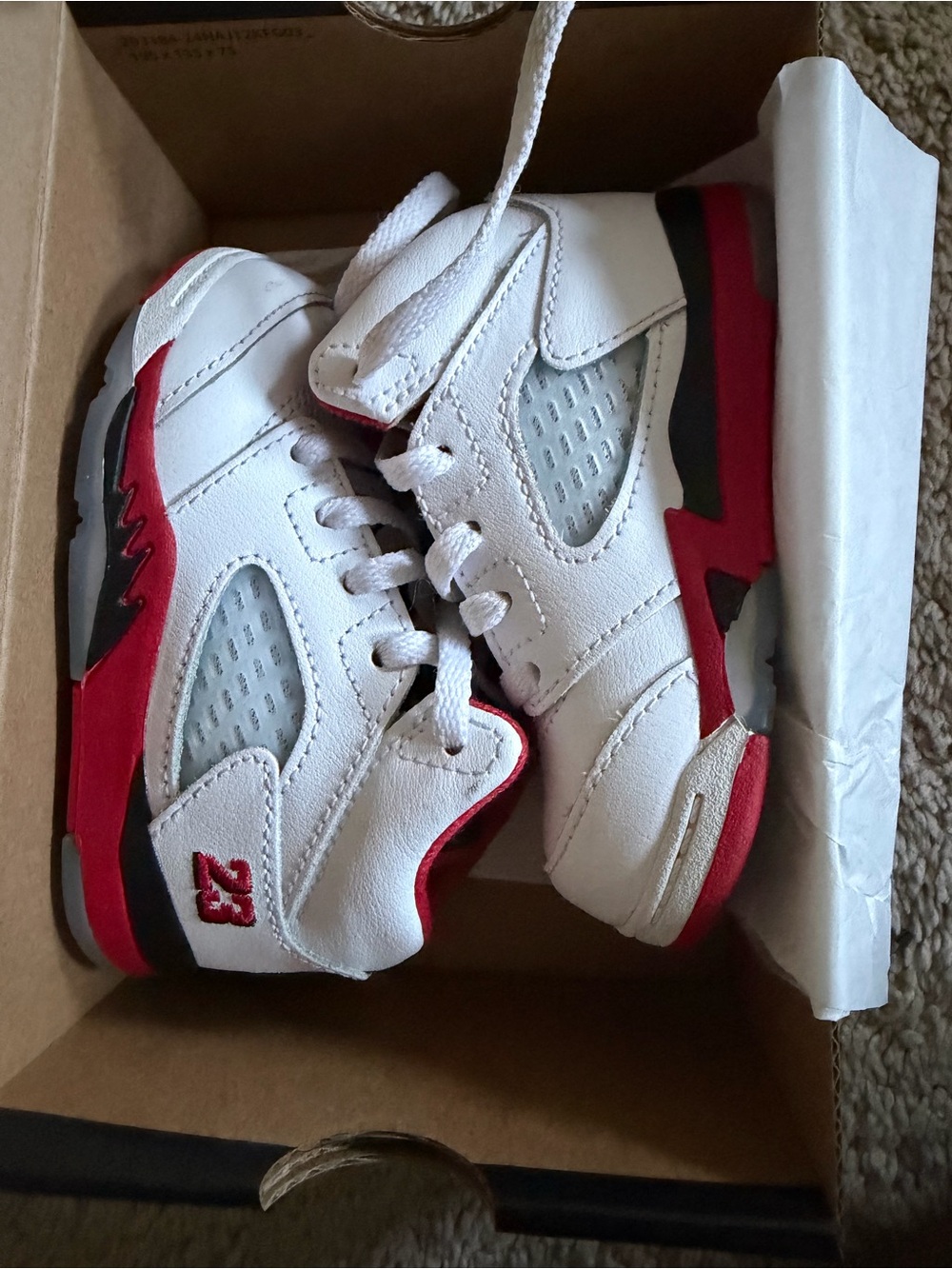 Jordan Kids White and Red Basketball Sneakers